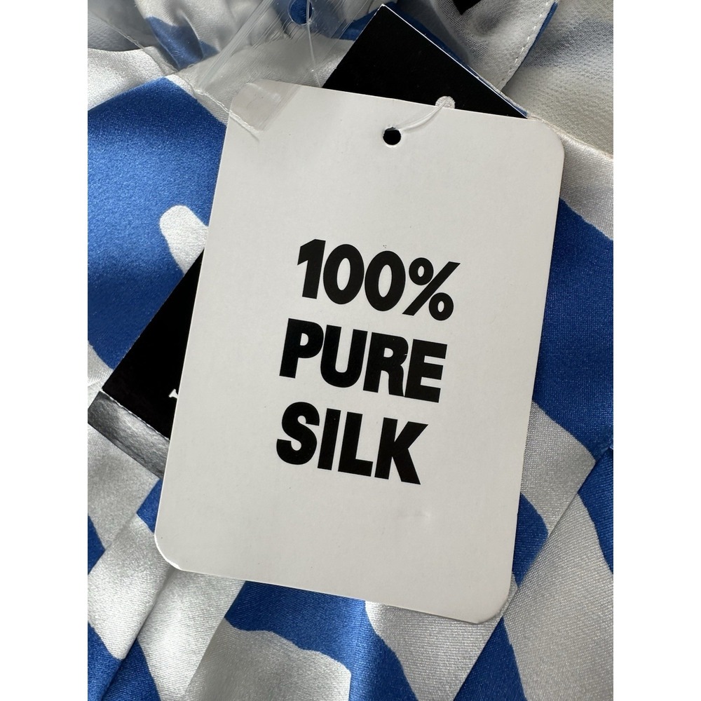 NEW! INC 100% Silk Halter Top/Blouse- Blue/White Tiger/Zebra Stripe‎ 6 NWT - Picture 12 of 14